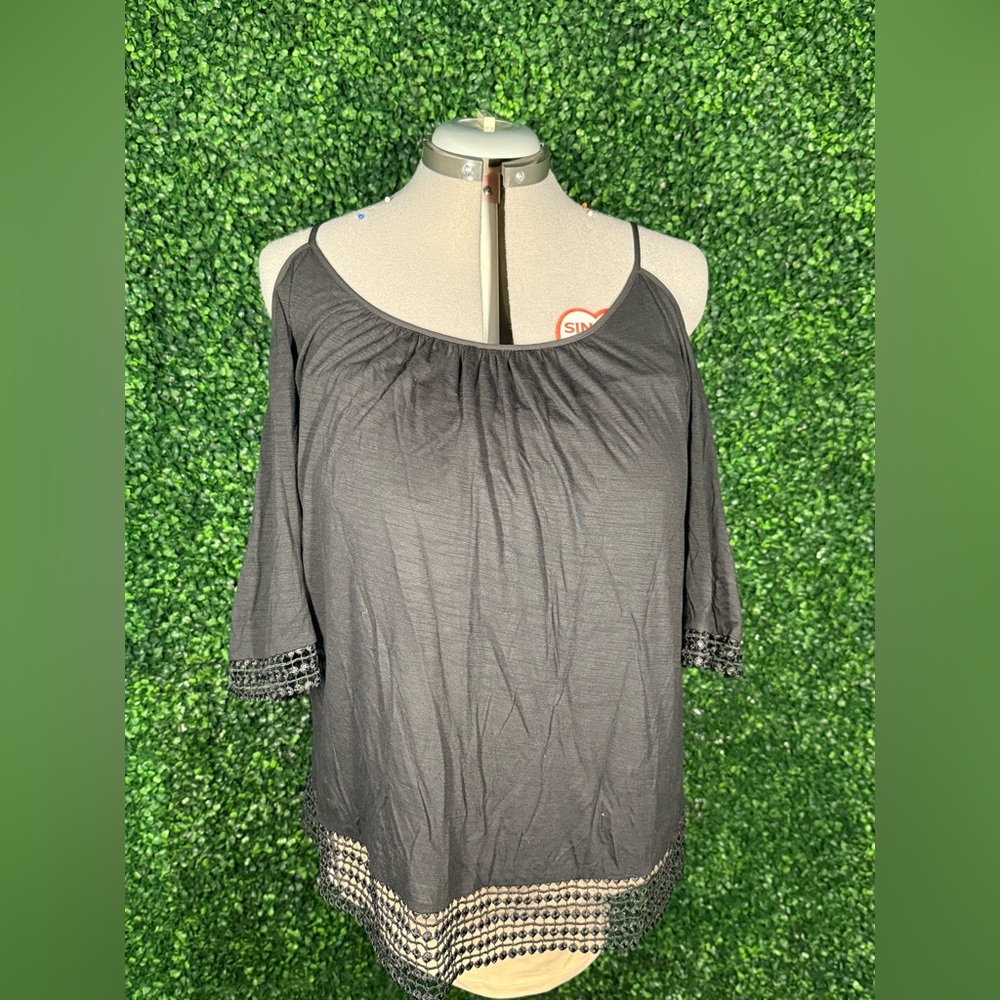 White House Black Market Cold Shoulder Lace Top
